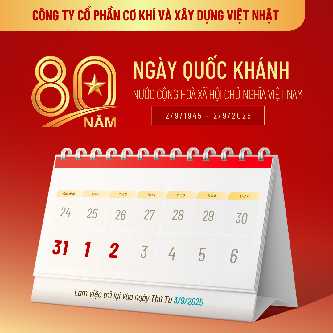 Bài đăng Instagram Thông báo Lịch nghỉ 80 năm Quốc khánh Việt Nam Hiện đại Đỏ vàng