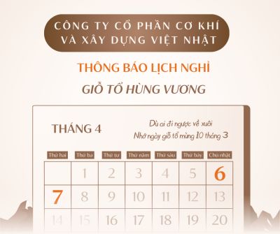 JVMB - THÔNG BÁO LỊCH NGHỈ LỄ GIỔ TỔ HÙNG VƯƠNG